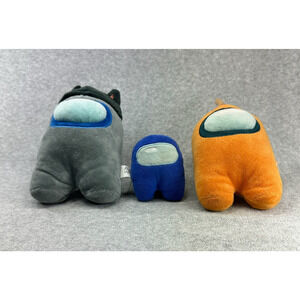 Among Us Plush Lot 10" Gray 9" Orange and 4" Blue